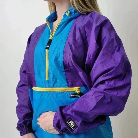 Vintage 90s Helly Hansen Colorblock Windbreaker Track Jacket - S - Picture 4 of 10